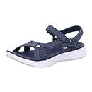Skechers Womens On-the-go 600 Brilliancy Ankle Strap Sandals, Navy Textile Trim, 4 UK
