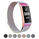 LouisTech Replacement Band for Fitbit Charge 4 Band/Fitbit Charge 3 Band for Women/Men, Adjustable Metal Strap Bracelet with Magnetic Loop for Fitbit Charge SE Bands