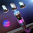 UK 360° Cavo Magnetico LED Tipo C Cavo Caricabatterie Micro USB Per Telefoni iOS Android