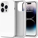 LOXXO® Microfiber Candy Case Compatible for iPhone 14 PRO, Shockproof Slim Back Cover Liquid Silicone Case (White)