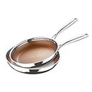 MasterPRO - Giro Collection - 2 Piece Fry Pan Set - Tri Ply Stainless Steel Aluminum Core Cookware with Multi-Layer Nonstick Coating - 8 Inch and 10 Inch Fry Pans - Metal Utensil Safe