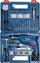 Bosch GSB 600 Corded Electric Impact Drill Kit, 600 W, 13 mm, 1.7 Kg, 3000 RPM, 1.4 Nm, Variable Speed, Forward/Reverse Rotation, Double Insulation, Improved Carbon Brush (100 Pc Kit) | Multicolor