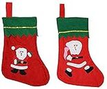 Partysanthe Christmas Stockings 2 pcs Santa Claus Sock Gift Kids Candy Bag Snowman Deer Pocket Hanging Xmas Tree Ornament Set of 2pcs