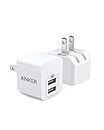 USB Charger, Anker 2-Pack Dual Port 12W Wall Charger with Foldable Plug, PowerPort Mini for iPhone Xs/X / 8/8 Plus / 7 / 6S / 6S Plus, iPad, Galaxy Note 5 / Note 4, HTC, Moto, and More (2 Pack)