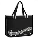 Music Tote Bag Handbag,zipper Nylon Cloth Waterproof Women's Shopping Bag,Music Program Tote Bag Gifts for Music Lovers