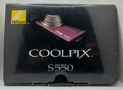 Nikon Coolpix S550 10MP 5X Zoom Digital Compact Camera Plum Tested Works 