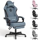  Gaming Chairs for Adults with Footrest-Computer Ergonomic Video Game Blue