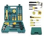 12 in 1 Electrical Repair Home Hand Tool Kit Set With Screwdriver, Hammer, Measuring Tape, Wrenches, Cutter & Pliers All Accessories Hardware Tool box Mechanical Garage Tool Storage kit Emergency Uses