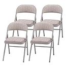 MECO Sudden Comfort Deluxe Portable Metal Fabric Padded Folding Chair for Home, Outdoor, and Office Use with Contoured Backrest, Gray (4 Packs)