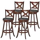 COSTWAY Bar Stools Set of 4, 30 Inch Classic Bar Height Chairs with X-Shaped Open Back, 4 PCS Swivel Barstool Set for Kitchen Island, Pub, Bistro, Café, Espresso (4, 30 Inch)