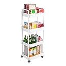 Vtopmart 4 Tier Rolling Cart with Wheels, Detachable Utility Storage Cart with Handle and Lockable Casters, Heavy Duty Storage Basket Organizer Shelves, Easy Assemble for Bathroom, Kitchen