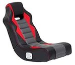 X Rocker Flash Floor Rocker Gaming Chair, Headrest Mounted Speakers, Integrated 2.0 Wired Audio System, Reclines, 5132401, 30.71" x 16.54" x 26.77", Black, Gray, and Red