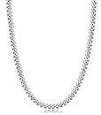 Evegfts Silver Chain for Men, 5MM Diamond Cut Men Necklaces Cuban Link Chain Necklace for Men Women Jewelry Gift for Women Men Boy Girls Super Sturdy Shiny Mens Chain 20 Inch