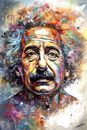 Peinture Einstein science street graffit toile acrylique rap pop art numerique