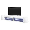 Selsey MITCHELL - Mobile TV Moderno/Porta TV per Soggiorno/Tavolino TV con LED / 180 cm/Bianco Opaco Bianco Lucido