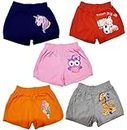TotzTouch Baby |Kids Girls Regular Shorts Soft Cotton with Cute Animal Prints Combo Pack of 5 Multicolored Age 3 to 4 Years