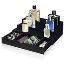 Acrylic Cologne Organizer for Men, Perfume Display Shelf,Perfume Stand with Drawer for Mens Room Essentials,Watch,Accessories, Mens Organizer Station for Dresser,Beside,Night Stand,Best Gifts For Men