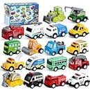 18 Piece Pull Back City Cars and Trucks Toy Vehicles Set Model Car, Friction Powered Die-Cast Cars for Toddlers, Boys, and Girls’ Educational Play - Kids Toys