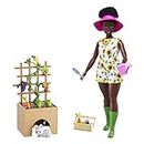 Barbie Doll and Gardening Playset with Barbie Doll (11.5 in Brunette, Curvy), Pet Bunny, Lattice with Plug-and-Play Produce and Garden Accessories, for 3 to 7 Year Olds