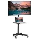 VIVO Mobile TV Cart for 13 to 60 inch Screens up to 55 lbs, LCD LED OLED 4K Smart Flat and Curved Panels, Rolling Stand, Laptop DVD Shelf, Locking Wheels, Max VESA 400x400, Black, STAND-TV04M