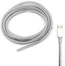 Redclip Cable Protectors Metallic Finish Spiral (2 Pcs) Wire Repair/Pet Cord Protectors/Headphone Saver, Cable Wrap/Cover for Mac Charging Cable, USB Tube, Earphone (Silver)