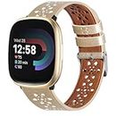 Dailatu Leather Bands Compatible with Fitbit Versa 4/ Versa 3 / Sense 2 / Sense for Women Men，Breathable Soft Sports Smart Replacement Band for Fitbit Versa 4 Smart Watch