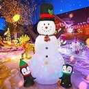 Vintoney 8FT Christmas Inflatable Snowman Christmas Inflatable Decoration with Upgrade Rotating LED Lights,Xmas Holiday Party Christmas Inflatables Indoor/Outdoor