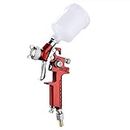 HVLP Gravity Feed Spray Gun, Mini Air Paint Spray Gun 125ml Cup with 1.0mm Nozzle for Furniture Painting, Car Painting, Art Artistic Drawing, Wall Painting, Red