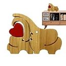 Wooden Family Puzzle Bears Statue | Wooden Bear Art Sculptures Heart Puzzle - Desktop Ornament Bear Family Wooden Art Puzzle for Party Home Kitchen Living Room Decor
