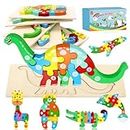 SAMISO Holzpuzzle für Kleinkinder von 1-3 Jahren,lernendes pädagogisches Holzpuzzle-Spielzeug,Montessori-Spielzeug für Kinder ab 2 Jahren,Geschenk für 1 2 3 jährige Jungen und Mädchen - 6er-Pack