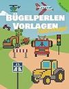 Bügelperlen Vorlagen Fahrzeuge: Vorlagenbuch für Jungen und Mädchen mit Autos, Rennwagen, Polizei, Feuerwehr, Traktor, Bagger und vielem mehr