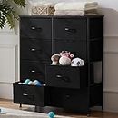DUMOS Dresser for Bedroom, Chest of Drawers, Closet Storage with 8 Drawers, Cloth Dresser Clothes Organizers Tower with Fabric Bins, Metal Frame, Wood Tabletop for Nursery, Kids Room, Living Room…