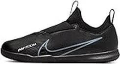 Nike Jr. Zoom Mercurial Vapor 15 Academy IC Little/Big Kids' Indoor/Court Soccer Shoes, Black/DK Smoke Grey-Summit White-Volt, 32 EU