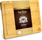 Bamboo Wood Cutting Board for Kitchen, Butсher Block with Handles & Juice Groove