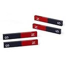 DEZIINE® 4 pcs Bar Magnet Physics Experiment Tool Red Blue Painted N/S Bar School Magnet Pole Teaching Educational Toys for Children