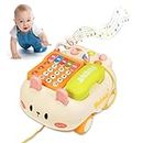 Clatoy Musical Light Up Toys for Babies 6 9 12 Months, Pretend Telephone Pull Along Toys for 1 Year Old Toddlers, Early Learning Toys 1st Birthday Presents Christening Gifts for Boys Girls