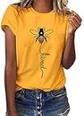 heekpek Women Bee Kind T Shirt Ladies Blouse Bee T Shirt Crew Neck T Shirt Graphic T Shirt Women Short Sleeve Tops Summer Tee Tops, Yellow, Size XL