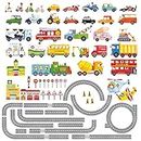 DECOWALL DAT-1404P1405 The Road and Transports Kids Wall Stickers Wall Decals Peel and Stick Removable Wall Stickers for Kids Nursery Bedroom Living Room