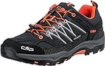 CMP Kids Rigel Low Trekking Shoes Wp, Scarpe da Trekking Unisex - Bambini e ragazzi, Nero Antracite Flash Arancione, 28 EU