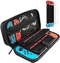 daydayup Tasche für Nintendo Switch - Harte Tragetasche Hülle Case mit Nintendo Switch Schutzfolie, Schutzhülle mit Aufbewahrung für 20 Spiele, Konsole & Zubehör - Schwarz