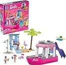 Barbie MEGA Boat Building Toys Playset, Malibu Dream Boat with 317 Pieces, 2 Pets, 3 Micro-Dolls and Accessories, Pink, 6+ Year Old Kid Gift Ideas