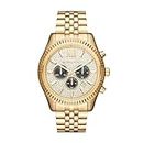 Michael Kors Men Lexington Chronograph Gold-Tone Stainless Steel Analog Watch-Mk8494, Multi-Color Dial, Gold Band