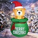 Aufblasbarer Bär für Weihnachten, 1,5 m, in Geschenktasche, Teddybär in der Geschenk-Box, Hof, Dekoration, aufblasbar im Freien