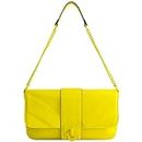 True Religion Women's Shoulder Bag Purse, Quilted Mini Handbag with Chain Strap, Yellow