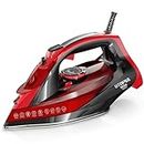 Utopia Home Steam Iron for Clothes - Non-Stick Soleplate - 1800W Clothes Iron - Adjustable Thermostat Control, Overheat Safety, Variable Steam Control, Auto-Off, Self-Clean, 8 Feet Cord Red/Black