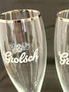 2 Silver Trim Vintage Grolsch Brewery Beer Glasses, Dutch Netherlands