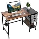 HOMIDEC Computer Desk, Office Work Desk for student and worker, Writing Desk with drawer and Headphone Hook, Laptop Table with shelves, Modern Style Desks for Bedroom, Home, Office(100x50x75cm)