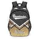 XOZOTY Black Gold Cheerleader Cheer Backpack Personalized with Name for Men Women Shoulder Bag Laptop Bag Bookbag