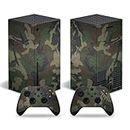 ROIPIN for X-Box Series X Skin - Including Controller Skin and Console Skin, Shell Skin Protector Wrap Cover Protective Faceplate Full Set for X-Box Series X(Green Camouflage)