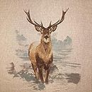 Fabric Panels Animal Quilting for Cushion Bag Panels Fabric Linen Look (Stags)